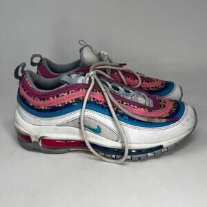 Nike Air Max 97 SE White, Blue Lightning, Active Fuchsia Youth Girls Size 4